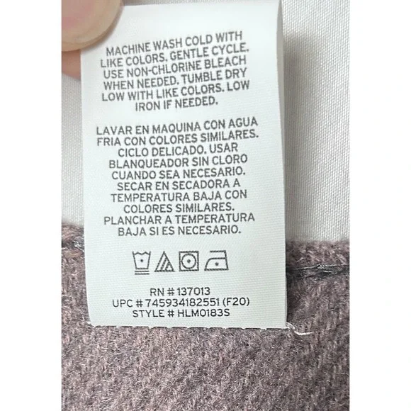 Woolrich Poncho Wrap Womens One Size Pink Gray Plaid Fringe Open Front Cape - Picture 4 of 8